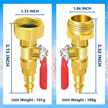RV Winterize Blowout Adapter with Shut-off Valve Kit