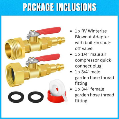 RV Winterize Blowout Adapter with Shut-off Valve Kit