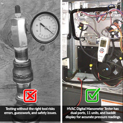 HVAC Digital Manometer Gas Pressure Tester