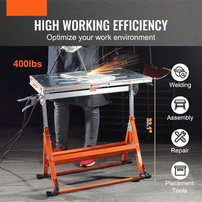 Adjustable Welding Table with Wheels