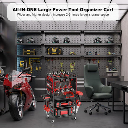 Power Tool Organizer Cart with 20A Power Strip