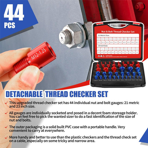 Male/Female Thread Gauge, Nut and Bolt Thread Checker
