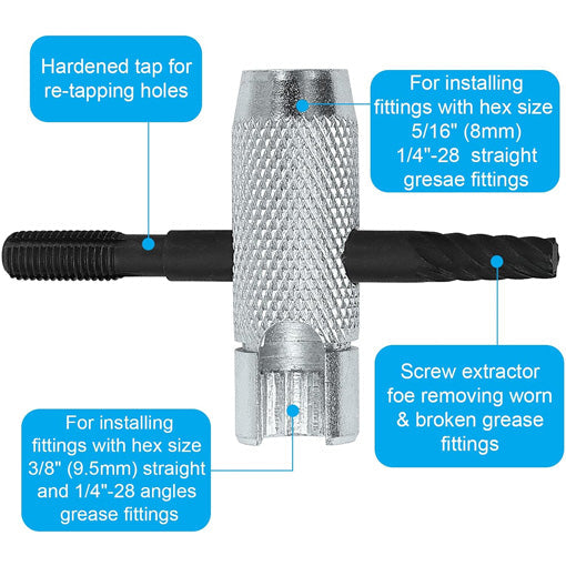 4 Way Zerk Grease Fittings Removal Tool