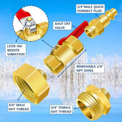 RV Winterize Blowout Adapter with Shut-off Valve Kit