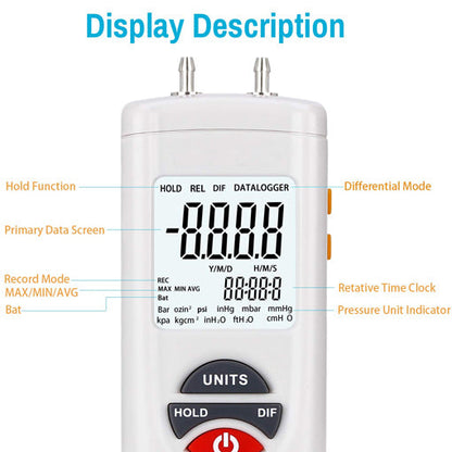 HVAC Digital Manometer Gas Pressure Tester
