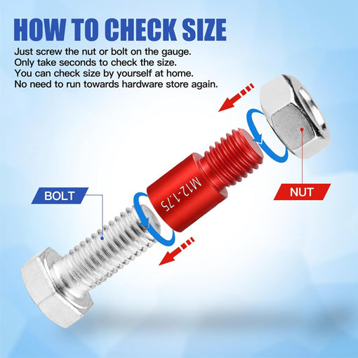 Male/Female Thread Gauge, Nut and Bolt Thread Checker