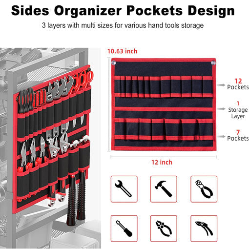 Power Tool Organizer Cart with 20A Power Strip
