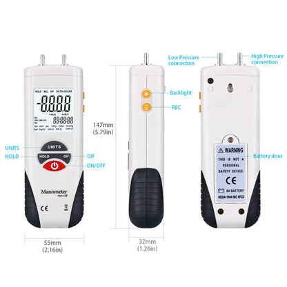 HVAC Digital Manometer Gas Pressure Tester