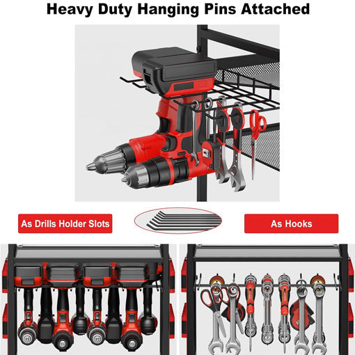 Power Tool Organizer Cart with 20A Power Strip