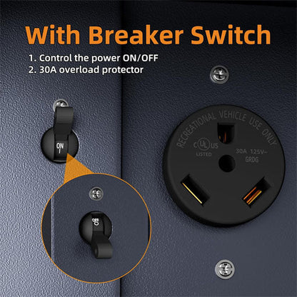 30 Amp RV Power Outlet Box with Breaker