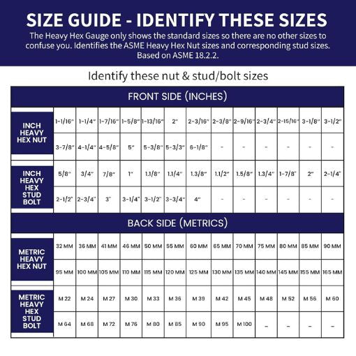 Nut & Bolt Size Measurement Pocket Tool
